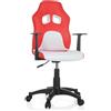 HJH Office 670760 Sedia da Ufficio Girevole per Bambini TEEN GAME AL 670700 Similpelle, Sedia da Scrivania Regolabile in Altezza con Braccioli, Rosso/Bianco