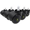 hjh OFFICE 619044 5x Ruote elettricamente conduttive 10x50 mm Ruote per sedie da ufficio per pavimenti duri | Dissipazione di cariche elettrostatiche
