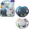 Tommee Tippee Tippee Moda - Ciuccio simmetrico ortodontico, in silicone senza BPA, 18-36 m, confezione da 2 pezzi, i disegni possono variare