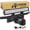 Willpower Barra LED Fuoristrada 50cm + Portatarga Auto 58CM + Cablaggio 12V | Barra Luci Led 126W, 6000K Bianco, IP67, Paraurti Anteriore Bull Bar Supporto, per Barca 4x4 Trattore Camion Quad Offroad ATV