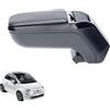 RATI ARMSTER 2 Bracciolo adatto per FIAT 500 2016-2024 [nero,pelle vegana] Bracciolo centrale retrofittabile con vano portaoggetti