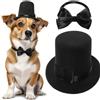 Ling & Bai Set di 2 costumi formali per animali domestici, cappello a cilindro con cravatta, gatto, gentiluomo, papillon, vestito per matrimoni, feste di compleanno (nero)