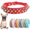 Hotlion Collari per cani con chiodi, Collare per cani con borchie, in pelle, rivetto per cuccioli, regolabile, per cani di taglia piccola, media e grande, rosso, L