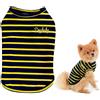 SMALLLEE_LUCKY_STORE Pet Piccolo Cane Strisce Gilet Doggy Camp T-Shirt A Righe Serbatoio Cucciolo Abbigliamento Chihuahua Vestiti Giallo S