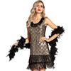 Boland 87113 - Abito da adulto Flapper Peacock, taglia M, Charleston, motivo pavone, costume da donna, anni '20, anni '20, festa a tema, carnevale, nero e oro