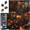 TISHIRON 1000 pezzi Vecchia biblioteca puzzle per adulti divertenti libri impegnativi e lampade da lettura vintage puzzle per adulti librerie 1000 pezzi per la famiglia serata di gioco 70 cm x 50 cm