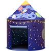 Floving Tenda da gioco per bambini per bambini, tenda per castello teepee per bambini, sicurezza e atossica, giocattoli da gioco per interni/esterni, casa Wendy, con luci a stelle (astronave)
