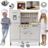 Green series Kinderplay Grande Cucina per bambini in legno con luce e suono, con accessori, lavello, fornello e forno, per giochi di ruolo realistici