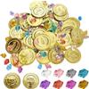 wutdgeg 160 monete dei pirati, monete di cioccolato, gemme per bambini | Per cacce al tesoro, sacchetti regalo per feste, souvenir, scrigni del tesoro, giocattoli dei pirati e feste di compleanno