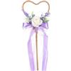PartyforU Bacchetta magica con fiori per ragazze, bacchetta magica a forma di cuore, bacchetta con rose e nastro, per matrimoni nel bosco, addio al nubilato