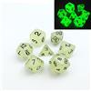 BESCON DICE Set di 7 dadi poliedrici fosforescenti (set da 7) | Dadi per giochi di ruolo | D4, D6, D8, D10, D%, D12 e D20 (Aqua)