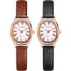 JewelryWe Orologio da Polso da Donna in Pelle: Orologio Rigido Quadrante Ovale Piccolo con Numero Romano Idee Regalo