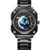 JewelryWe Orologi da uomo in acciaio inox, quadrati: 30 m, impermeabile, analogico, al quarzo, orologio da polso da uomo, cinturino in acciaio inox, orologio con luna, Venere, terra, cielo stellato,