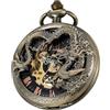 Tiong Orologio da taschino meccanico scheletrato in stile steampunk vintage con numeri romani, catena e scatola regalo, unico per uomo