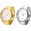 JewelryWe Orologio da donna ad anello, analogico, al quarzo, elastico, regalo per ragazze, nero, bianco, rosso, rosa, Numeri romani, set da 2 pezzi