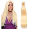 Hxxcoup Human Hair Bundles Sew in Bundles Human Hair Straight Tessitura Capelli Veri #613 Blonde Double Weft Extensions for Women Minimal Smell Low Shedding 28 Pollici