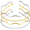 DOPENSPI 4 fasce per capelli in metallo, color oro e argento, ondulate, sottili, in metallo, elastiche, alla moda, accessori per capelli per donne e adolescenti
