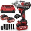 Sundpey Avvitatore ad Impulsi a Batteria 1200 Nm, Avvitatore ad Impulsi 1/2 con 2 Batterie 4.0Ah, 6 Bussoli per Avvitare e Svitare, Avvitatore a Percussione per Auto/Cantiere/Camion