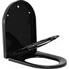 WOLTU Copriwater con Sedile per Bambini Rimovibile, Copri WC per Famiglia con Chiusura Ammortizzata, Funzione di Sgancio Rapido, Forma di D, in PP, Nero, 454x361x44mm