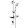 Görbach Asta Doccia a Parete INOX 70 cm con Doccetta a 3 Getti e Porte-Savon Mensola,Supporto Doccia Muro Regolabile Saliscendi Gruppo Doccia Senza Miscelatore e Senza Soffine(HB1210CP).