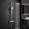 JUSTER Colonna Doccia con Miscelatore Termostatico,Cromo,Set Completo Accessori Doccia con Soffione Circolare a Pioggia, Dotato di Asta Doccia Regolabile, Suite Doccia