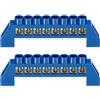 TopHomer 2 Pezzi Barra Terminale Neutra 8 Posizioni Ottone Filo Vite Terminale Bus Bar Blocco Striscia di Messa a Terra Guscio Blu per Distribuzione Elettrica