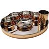 Zap impex Stoviglie indiane in acciaio inox rame martellato set di stoviglie tradizionali da piatti thali, ciotole, vetro e cucchiaio da portata per la casa e la cucina