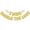 Qxcv Twins Double the Love Banner, Twin Girls Banner, Twin Boys Banner, Twins Baby Shower Decorazione, Twins First Birthday Party Decoration, Twins Birthday Gender Reveal Party Supplies Gold Glitter