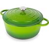 nuovva Casseruola in Ghisa Smaltata, Pentola Olandese Antiaderente con Coperchio, Induzione/Gas/Forno, Cottura Omogenea - 6.1 Liter 30cm Verde - da Nuovva