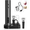 ZOYIDOUX Cavatappi elettrico ricaricabile - Apribottiglie elettrico con base, taglierina per carta, 2 tappi sottovuoto in silicone, versatore e cavo USB