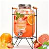 Hiziwimi Dispenser per bevande in vetro con coperchio, 4 l, con supporto per ferro da stiro, per succhi di ghiaccio, acqua, bevande fatte in casa
