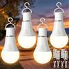 TaoFiaCo E27 Lampadina Ricaricabile con Telecomando - Lampadina Batteria 3 Colore Dimmerabile 7W USB-C - Senza Fili Controllo dei Pulsanti per Campeggio Come Illuminazione di Emergenza 4 Pezzo