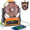 Sendowtek Ventilatore da Campeggio Ricaricabile 20000mAh, Ventilatore da Tavolo Portatile con Luce LED Gancio Timer 4 Velocità USB, Ventilatore a Batteria per Esterno Tenda Viaggio Ufficio Casa