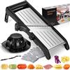 MASTERTOP Mandolina Cucina Regolabile in Inox, Mandoline Affettatrice Professionale con Lama Affilata Integrata, Mandolina Giapponese con Diversi Spessori per Affettare, Julienne e Cialdare