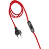 Electraline 70235, Cavo di Alimentazione con interruttore e spina EU per lampade, Cavo tessile piatto 2x0,75, Lunghezza 1,5 metri, Rosso