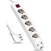 V-TAC Multipresa con Cavo 1,5mt 5 Prese 10/16A Bipasso + Shuko e 2 USB e Interruttore Luminoso Spina 16A, Bianca