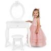 Green series Tavolo da toeletta per bambini in legno con specchio e sgabello, tavolo da toalet con cassetto e adesivi, per bambini, in legno, per la cameretta dei bambini, idea regalo per ragazze
