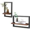 TOWEBOORY Set 2 Mensole Sospese da Parete, Mensole Sospese in Legno Mensola Quadrata Multiuso per Soggiorno Decorazione Della Parete per Soggiorno, Studio, Bagno, Cucina (Nero)