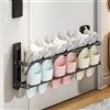 DongMaple Scarpiera espandibile 37-67 cm, Organizer per Scarpe in Metallo a 2 Ripiani, Scarpiera da Parete, Scaffale Pieghevole Salvaspazio per Camper e Ingresso, Nero