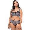 Ulla Popken Reggiseno in Rilievo, Houndstooth, Nero, 7C Donna
