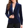 Allegra K Donna Blazer in Velluto con Colletto A Scialle Maniche Lunghe Bottoni in Giù Giacche da Cocktail Business Blu Reale L
