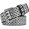 CWCYYDSYY 3 cinghie borchiate di fila Punk Hip Hop personalizzati Cinture di cuoio del Faux per i pantaloni dei jeans, Argento, Large