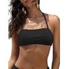 SHEKINI Costume da Bagno Donna Due Pezzi Imbottito Halter Regolabile Bandeau Bikini Top Costumi Due Pezzi Donna Vita Alta Controllo Addominale Bikini Fondo(M, Bikini Top-Nero)