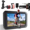 VSYSTO Telecamera per bicicletta, modalità selfie, WiFi, GPS, fanale posteriore colorato, HD 1080p, telecamera anteriore e posteriore, schermo da 4 pollici, modalità guida assistita, visualizzazione