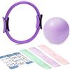 flintronic Cerchio Pilates Ring, Pilates Ring, Cerchi per Pilates, con Yoga Fitness Ball e 3 Pezzi Bande Elastiche Fitness, per Fitness a casa Adatto, Yoga, Allenamento Forza e Flessibilità