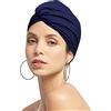 XINCHIA Cuffia da nuoto da donna,stile turbante,in tessuto plissettato,per nuoto,surf,cuffia elastica per le orecchie,protezione per la doccia,morbida cuffia da doccia,blu+rosa rosso,Taglia unica