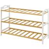 Relaxdays Scaffale per Scarpe Relaxdays, HLP: 48 x 70 x 25 cm, bambù, 3 Livelli, per 9 Paia di Scarpe, Marrone/Bianco