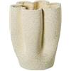 DRW Vaso con Onde in Fibra di Vetro in Crema Lucido Finitura Cemento 36x30x30 cm