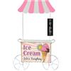 DRW Carrello per gelato Fioriera in metallo bianco e rosa 213x149x39 cm
