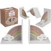 Out of the blue Fermalibri in legno, arcobaleno con nuvola, 15,5 x 15,5 x 10 cm, set da 2 pezzi in confezione regalo